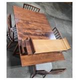 MCM Solid Maple Drop Leaf Dining Table Set with 4 Chairs and 3 Leaves