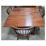 MCM Solid Maple Drop Leaf Dining Table Set with 4 Chairs and 3 Leaves