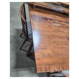 MCM Solid Maple Drop Leaf Dining Table Set with 4 Chairs and 3 Leaves