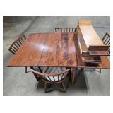 MCM Solid Maple Drop Leaf Dining Table Set with 4 Chairs and 3 Leaves