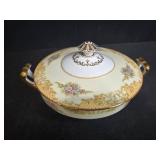 Moritake China Batista 601 Covered Serving Dish with Floral and Gold Trim