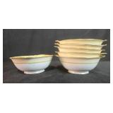 Set of 6 Noritake China Batista Coupe Soup Bowls with Gold Trim w Double Handles