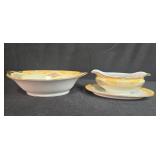 Noritake Batista 9883 China Gravy Boat with Underplate and Serving Bowl