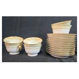 Noritake China Batista 601 Teacup (12) and Saucer (11) Set Japan Gold Trim