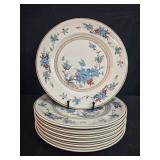 Set of 7 Noritake Versatone Bleufleur Dinner Plates Japan Fine China - display not inc