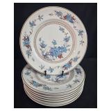 Set of 7 Noritake Versatone Bleufleur Dinner Plates Japan Fine China - display not inc