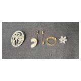 Lot of Vintage Brooches and Pins including Pewter Floral and Snowflake Designs