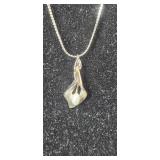 Napier Silver Tone Necklace with Pearl Accent Pendant
