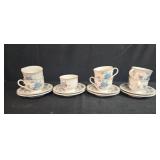 Set of Noritake Versatone Bleufleur Cups and Saucers Japan