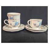 Set of Noritake Versatone Bleufleur Cups and Saucers Japan