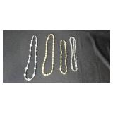Set of Beaded Necklaces with Blue and Cream Tones - display not inc