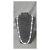 Set of Beaded Necklaces with Blue and Cream Tones - display not inc