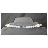 Set of Beaded Necklaces with Blue and Cream Tones - display not inc