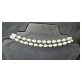 Set of Beaded Necklaces with Blue and Cream Tones - display not inc