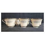 Set of 8 Lenox Repertoire China Cups & Saucers with Floral Pattern - display not inc
