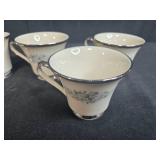 Set of 8 Lenox Repertoire China Cups & Saucers with Floral Pattern - display not inc