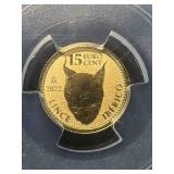 2022-M SPANISH IBERIAN LYNX 1/10TH OZ .999 FINE GOLD PCGS PR70