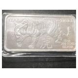 10 TROY OZ .999 FINE SILVER YEAR OF THE TIGER BAR