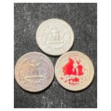 3 US WASHINGTON QUARTERS 1945 1950 1961