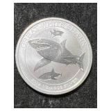 HALF TROY OZ .999 FINE SILVER 2014 GREAT WHITE SHARK ROUND