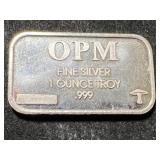 1 TROY OZ .999 FINE SILVER OPM BAR