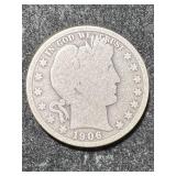 1906 US BARBER HALF DOLLAR