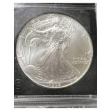 1995 AMERICAN SILVER EAGLE 1 TROY OZ .999 FINE SILVER SLABBED BU