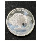1 TROY OZ .999 FINE SILVER BUFFALO INDIAN ROUND