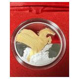 1 TROY OZ .999 FINE SILVER PEGASUS PROOF ROUND IN BOX