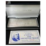 4 TROY OZ .999 FINE SILVER $100 BILL DESIGNED BAR
