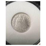 1854 US SEATED LIBERTY DIME IN BOX