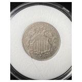 1869 US SHIELD NICKEL IN BOX