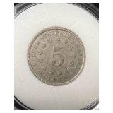 1869 US SHIELD NICKEL IN BOX
