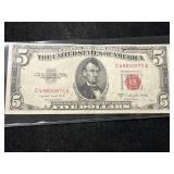 1953B US RED SEAL $5 BILL