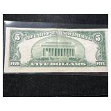 1934D US BLUE SEAL $5 SILVER CERTIFICATE