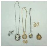Cameo Necklaces and  Matching Cameo Clip-On Earrings