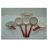 Antique Enamelware Pot and Dippers (5ct)
