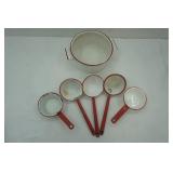 Antique Enamelware Pot and Dippers (5ct)