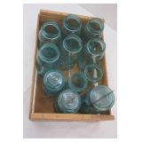Vintage Blue Ball Canning Jars (some with glass lids and bale latches)