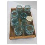 Vintage Blue Ball Canning Jars and Wood Crate