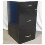 3-Drawer Black Metal File Cabinet