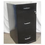 3-Drawer Black Metal File Cabinet