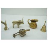 Vintage Brass Figurines, Brass Pitcher, Brass Bell