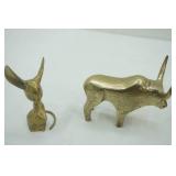 Vintage Brass Figurines, Brass Pitcher, Brass Bell
