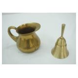 Vintage Brass Figurines, Brass Pitcher, Brass Bell