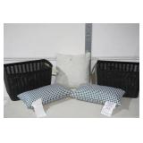 NEW (2ct) Storage Baskets & (3ct) Throw Pillows