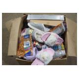 Large Lot: ALL NEW, food items, slippers, Christmas decor and more
