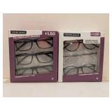 (2) FOSTER GRANT +1.50 FULL RIM PLASTIC READERS 3PK.