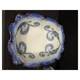 Antique Four-Piece Royal Doulton Floral Blue Pitcher, Wash Basin, Jug and Mug