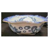 Antique Four-Piece Royal Doulton Floral Blue Pitcher, Wash Basin, Jug and Mug